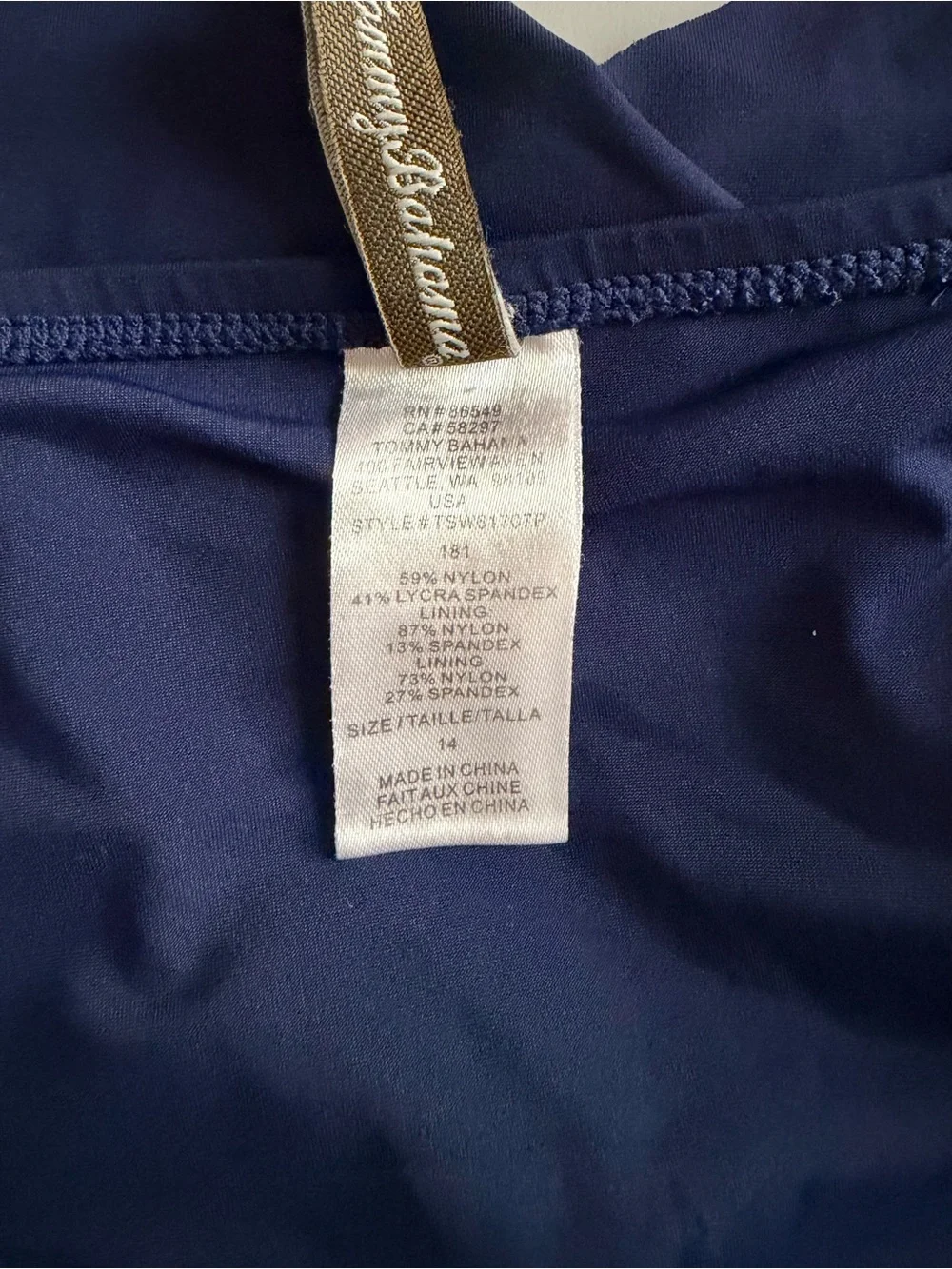 Tommy Bahama Women Navy Blue One-Piece Tummy Control Beach Swimsuit Size 14 - Picture 9 of 9